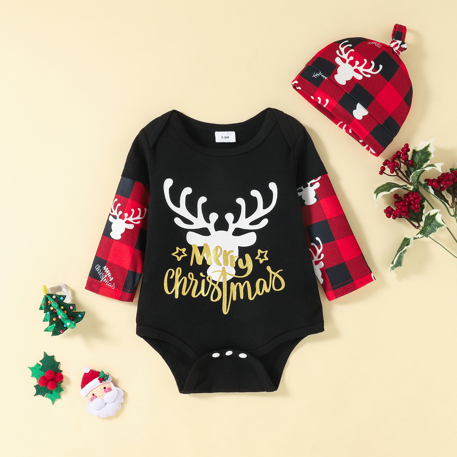 3Pcs Infant Baby Boy Christmas Outfit